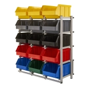 REGAŁ WARSZTATOWY JEDNOSTRONNY R1 00005 Z POJEMNIKAMI