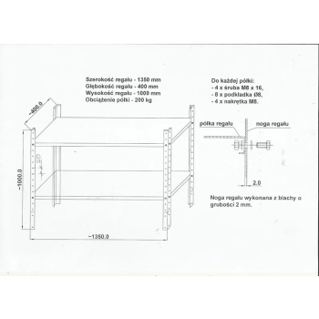 REGAŁ METALOWY 100X135X40 3 PÓŁKI